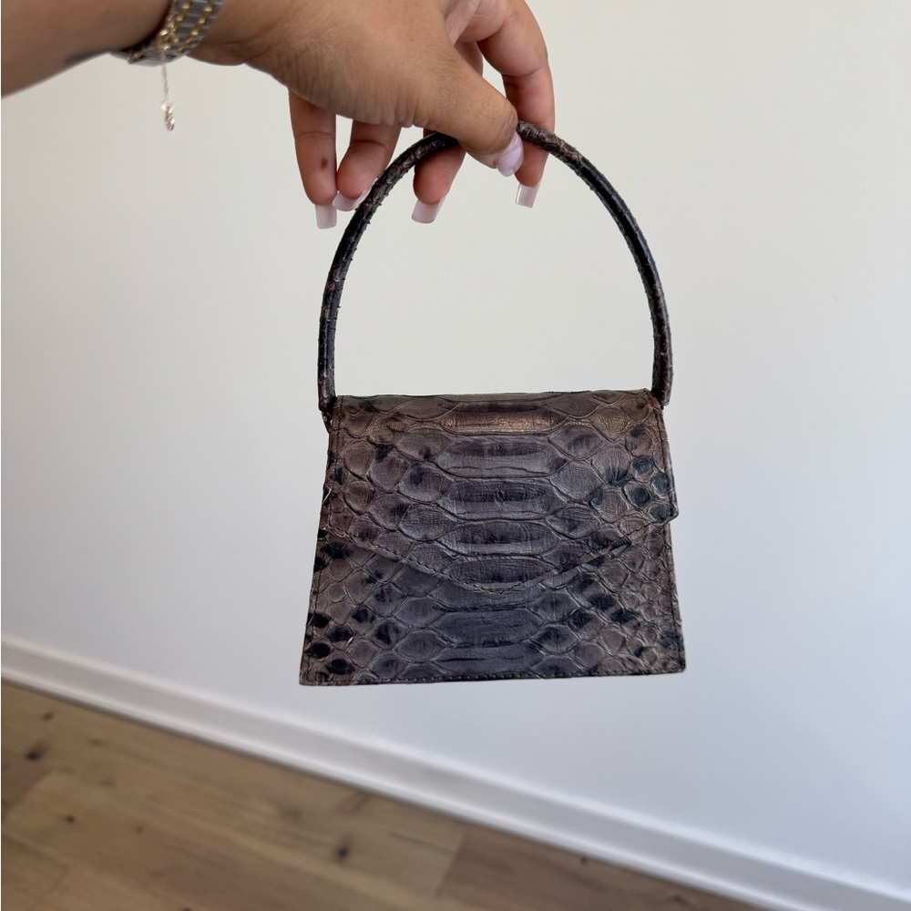 Anima Iris Snake Print Handbag - Gray